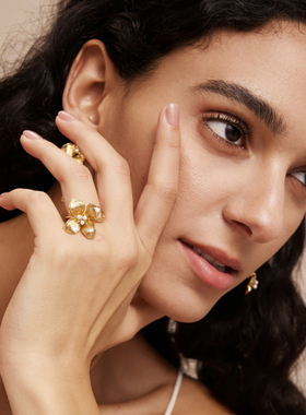 【LUNA和胖弟】RC Retro Chic意大利复古时尚首饰 金丝四瓣花戒指