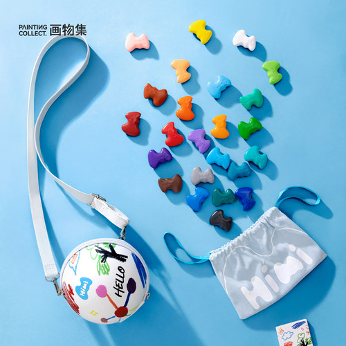 画物集米娅HIMI云朵蜡笔不脏手儿童涂鸦笔油画棒背包式幼儿园色彩画笔绘画彩笔12色24色安全颜料 - 图3