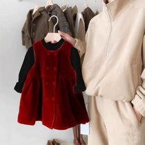 Korean version of girls Christmas red dress with dress and winter clothes for children Baiyan The New Year clothes for the New Years Eve clothes
