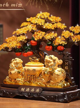 Touch Miss招财貔貅聚宝盆发财树摆件客厅办公室装饰乔迁开业礼物