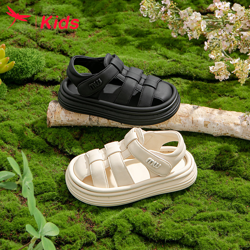 Red Dragonfly Girls Sandals Baotou Soft Sole Summer Style