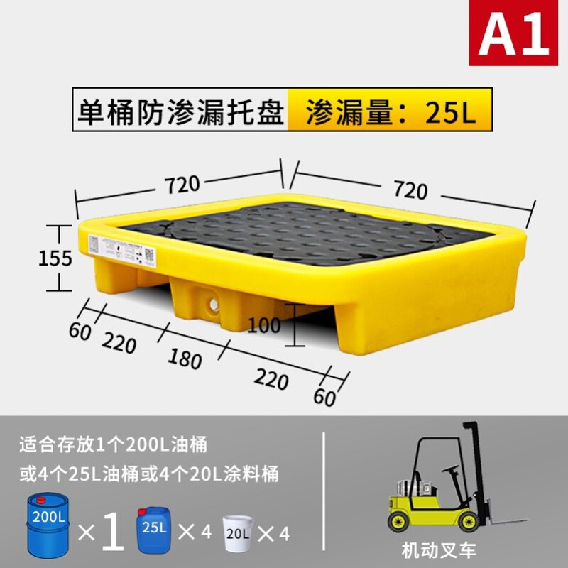 pp钢制油平台危废防渗漏托盘桶接油盘油桶铁托液体危废防泄漏叉车 - 图2