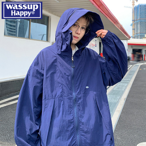 wassup happy冰丝速干防晒衣男夏季薄款户外透气连帽防晒服冲锋衣 - 图2