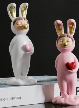 兔子小摆件创意装饰摆饰家居饰品北欧轻奢现代简约客厅酒柜装饰品