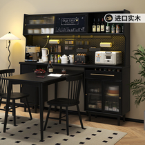 Solid Wood Dining Side Cabinet Table Integrated High Cabinet Living Room Leaning Against Wall Placement Cabinet Wine Cabinet Black Tea Water Cabinet Restaurant Lockers