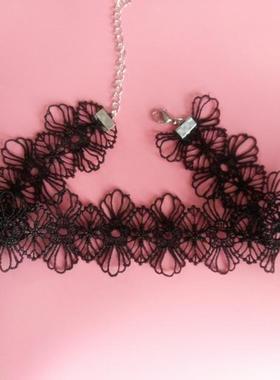 系带项圈韩国气质蕾丝短