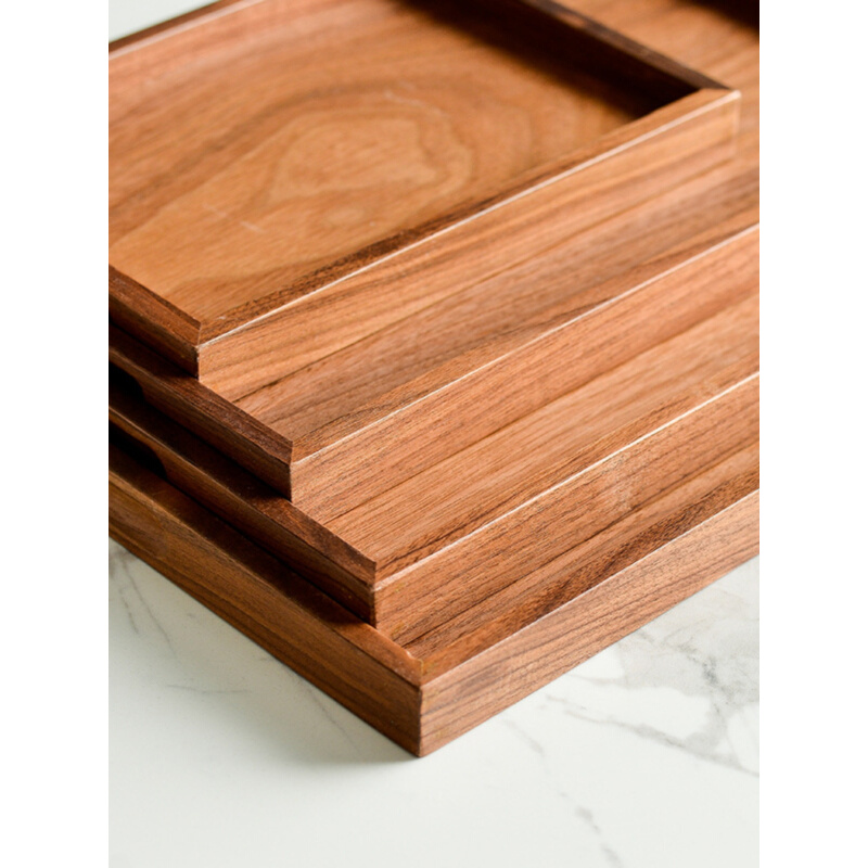 木质托盘木质长方形胡桃木实木酒店餐盘茶盘烘焙披萨牛排方盘子 - 图1
