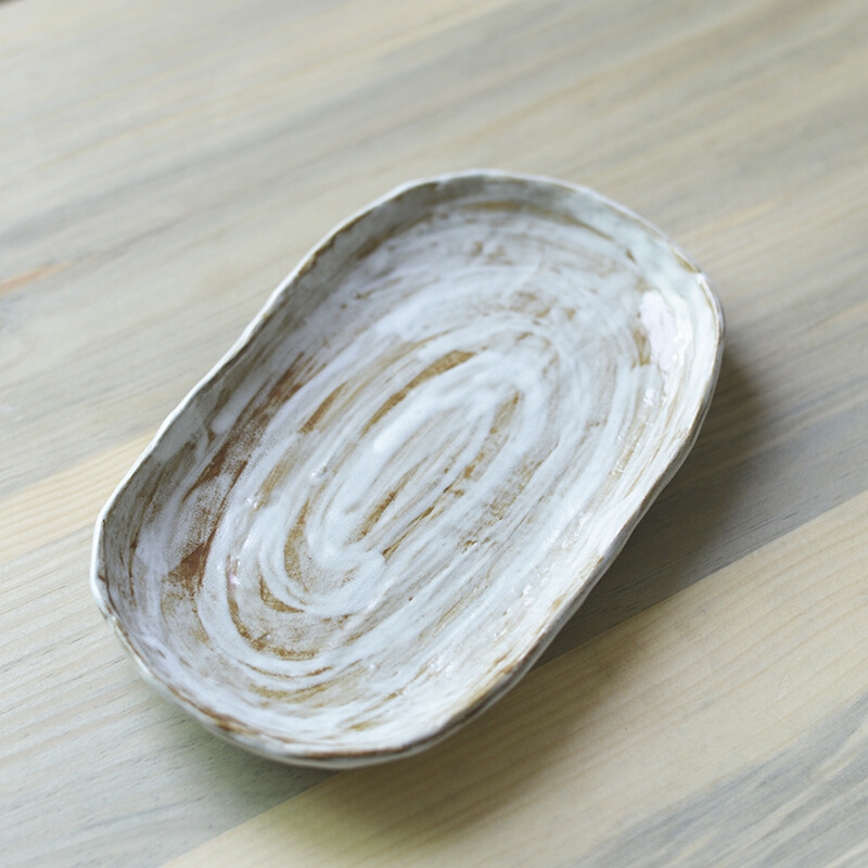日式装鱼盘 创意手工陶瓷复古餐具菜盘子浅盘 家用食器寿司牛排盘 - 图3