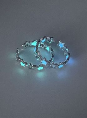 夜光五角星情侣对戒指环闺蜜学生