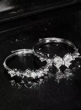 森系甜心公主蝴蝶锆石开口戒指