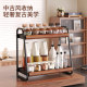 Medieval style solid wood carbon steel double layer kitchen storage rack
