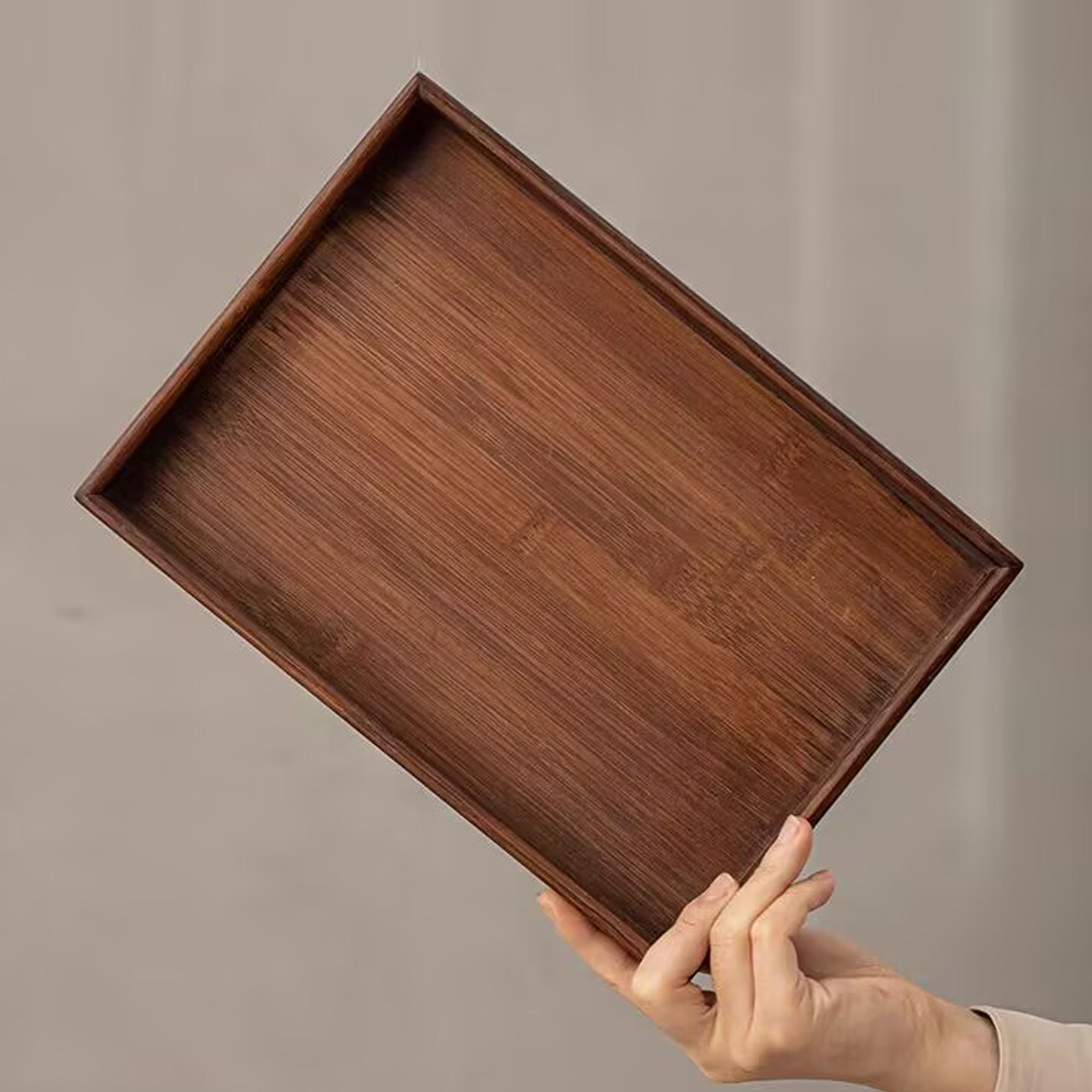 Bamboo tray household water cup plate snack flattering tray
