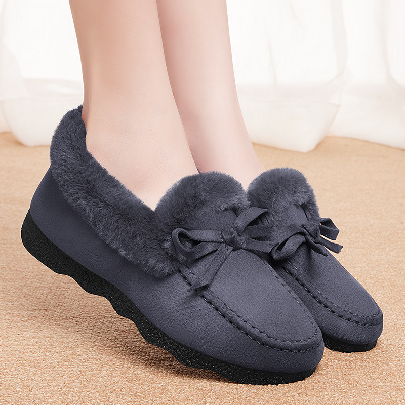 棉鞋女冬加绒老北京布鞋一脚蹬毛毛鞋新款保暖冬季2025妈妈豆豆鞋,淘宝优惠券,粉丝福利购,淘宝优惠卷