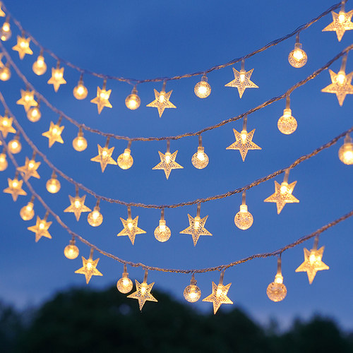 露营灯氛围串灯LED复古星星圆珠灯串网红氛围布置户外卧室装饰灯 - 图3