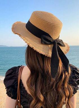 平沿草帽女夏海边度假遮阳防晒