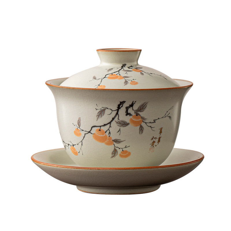 汝窑事事如意盖碗茶杯功夫茶具家用陶瓷不烫手三才盖碗中式泡茶,淘宝优惠券,粉丝福利购,淘宝优惠卷