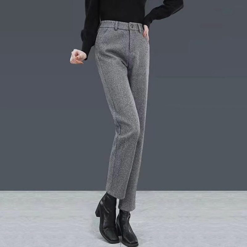 加绒加厚毛呢裤子女秋冬2025年新款高腰哈伦裤宽松直筒烟管休闲裤,淘宝优惠券,粉丝福利购,淘宝优惠卷