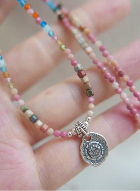 原创设计彩石手工串珠项链