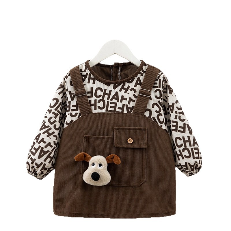 Children's smock, baby eating bib, autumn and winter waterproof and anti-dirty boy's corduroy protective clothing, baby reverse dressing apron