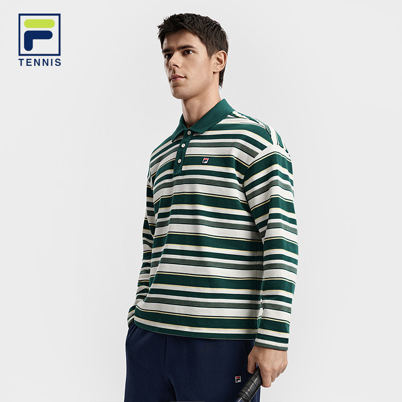 FILA 斐乐官方男子针织长袖POLO衫2026春季新款网球运动纯棉上衣,淘宝优惠券,粉丝福利购,淘宝优惠卷