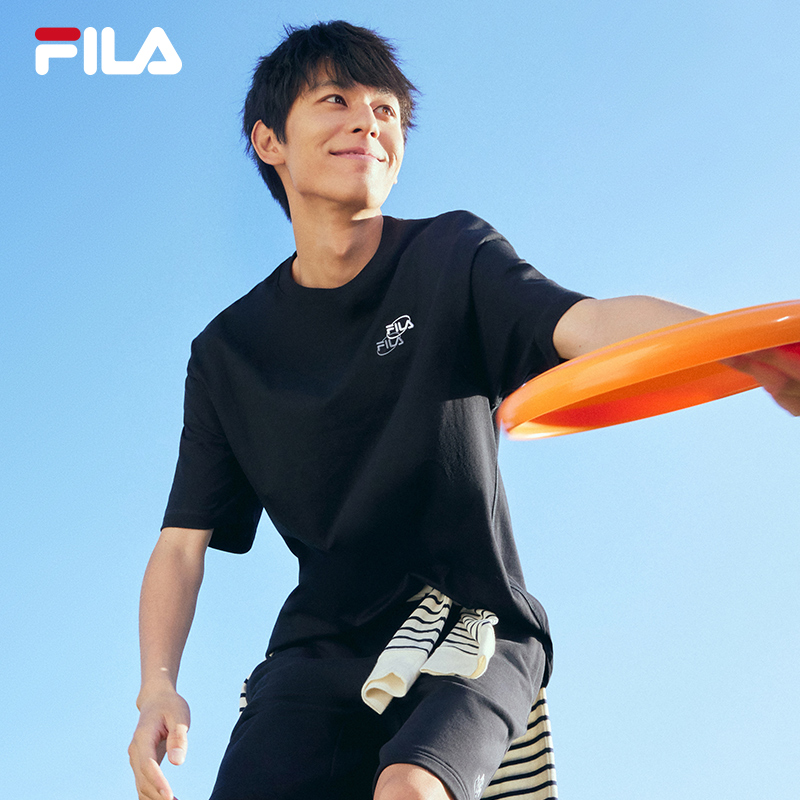 FILA 斐乐情侣款短袖T恤夏季舒适休闲时尚运动短T男纯棉上衣女装