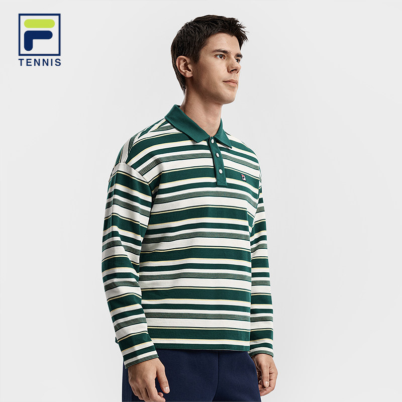 FILA 斐乐官方男子针织长袖POLO衫2026春季新款网球运动纯棉上衣,淘宝优惠券,粉丝福利购,淘宝优惠卷