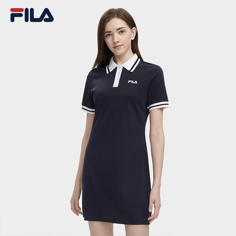 FILA 斐乐女子运动连衣裙夏季时尚休闲经典POLO领连衣裙女裙裙子