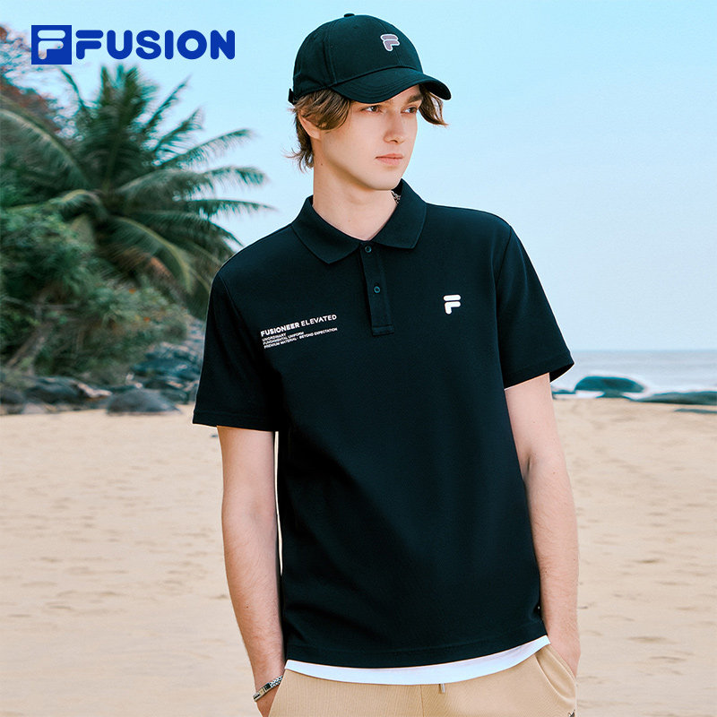 FILA FUSION斐乐潮牌男士针织短袖POLO衫2025夏新款时尚休闲T恤,淘宝优惠券,粉丝福利购,淘宝优惠卷