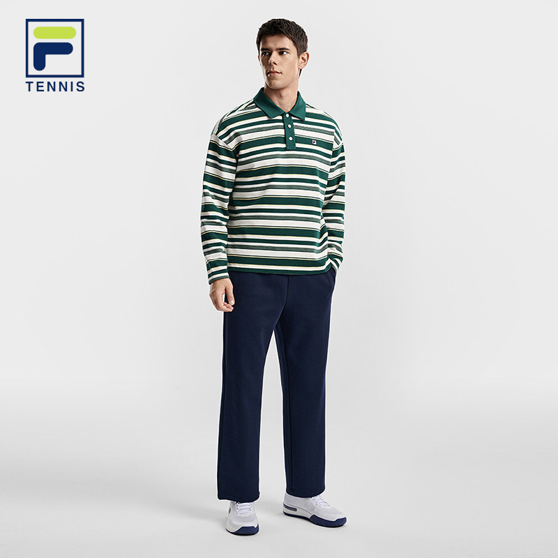 FILA 斐乐官方男子针织长袖POLO衫2026春季新款网球运动纯棉上衣,淘宝优惠券,粉丝福利购,淘宝优惠卷