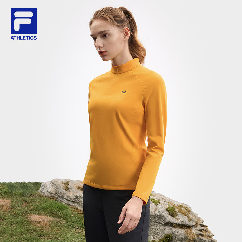 FILA斐乐女长袖T恤2025春季新款户外运动多彩休闲百搭半拉链上衣,淘宝优惠券,粉丝福利购,淘宝优惠卷