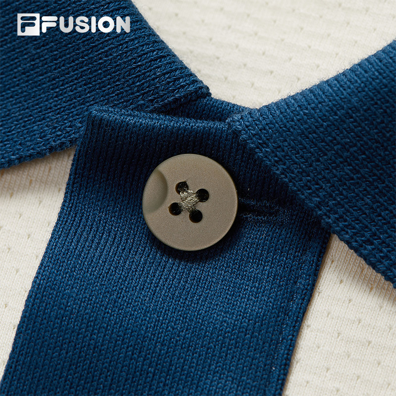 FILA FUSION斐乐潮牌男子针织长袖POLO衫2025夏新款宽松拼色上衣,淘宝优惠券,粉丝福利购,淘宝优惠卷