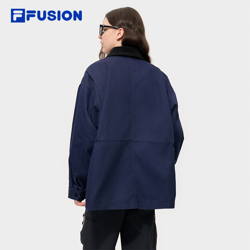 FILA FUSION斐乐潮牌梭织外套女2025冬季新款休闲巴恩风翻领上衣,淘宝优惠券,粉丝福利购,淘宝优惠卷