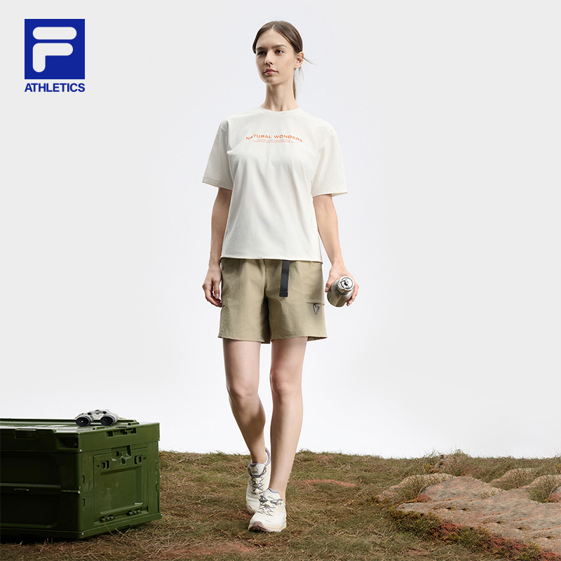 FILA 斐乐官方女子针织短袖衫2024秋新款基础简约户外风格运动T恤 - 图2