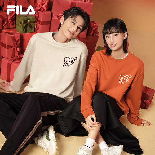 FILA X Études斐乐官方男子套头卫衣2025春新款红色男女同款上衣 - 图0