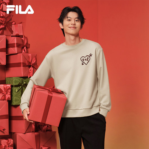 FILA X Études斐乐官方男子套头卫衣2025春新款红色男女同款上衣 - 图1