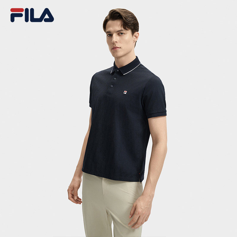 FILA 斐乐翻领针织短袖POLO衫男2024秋季新款商务运动透气T恤上衣,淘宝优惠券,粉丝福利购,淘宝优惠卷