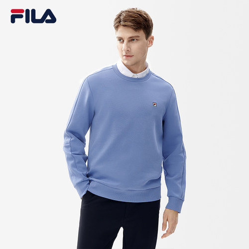 FILA 斐乐官方男子卫衣年秋季新款时尚简约休闲通勤针织男套头衫 - 图1