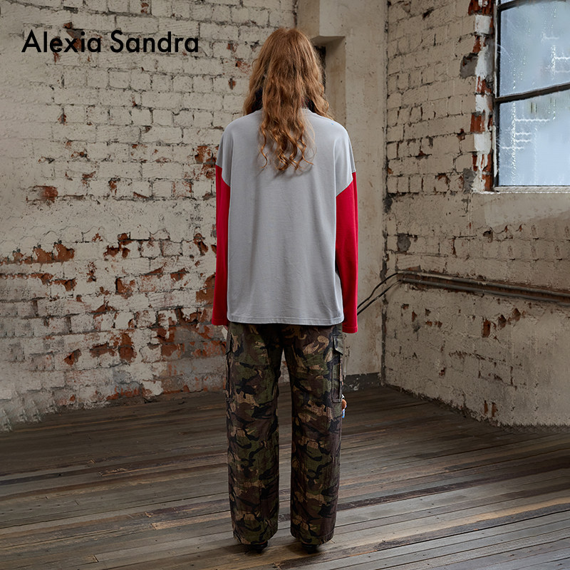 AlexiaSandra经典简约2025冬季新款复古休闲迷彩图层口袋工装长裤,淘宝优惠券,粉丝福利购,淘宝优惠卷