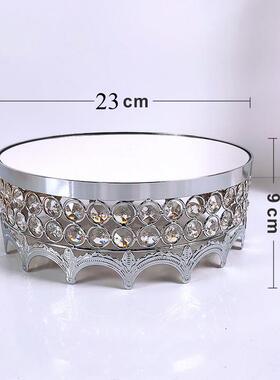 水晶甜品台展示架摆件婚庆甜点蛋糕展台玻璃盘子摆台点心盘子托盘