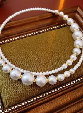 【复古轻奢】不规则交叉珍珠项圈百搭时尚锁骨链