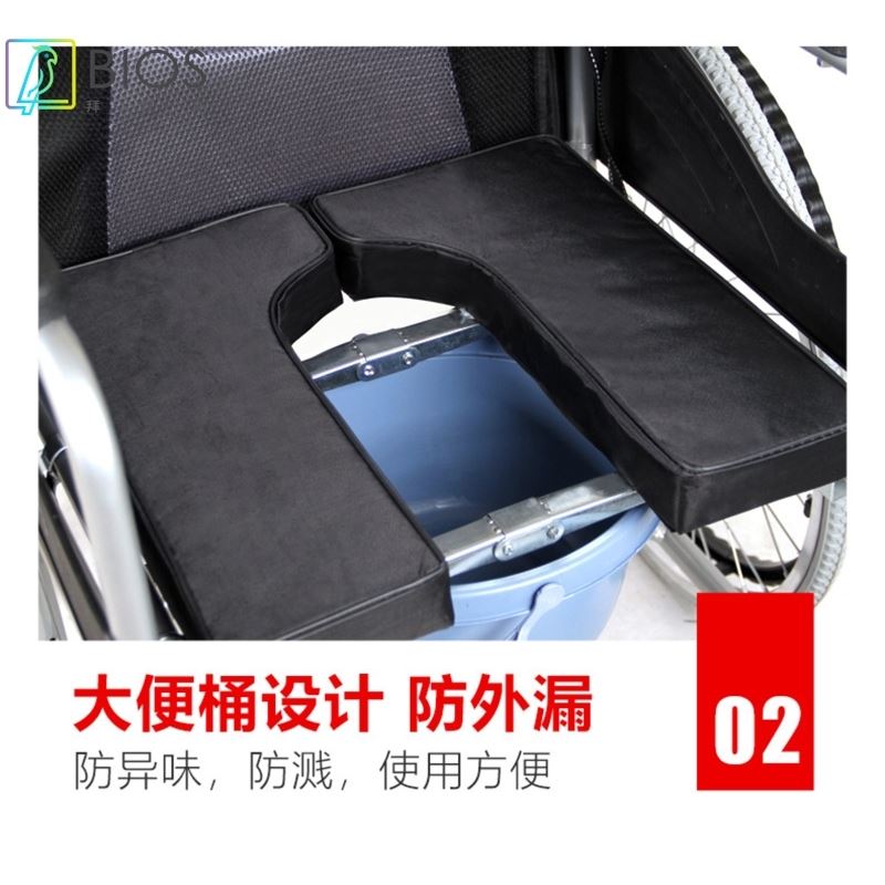 折叠式老人残疾人轮椅小型手推车瘫痪代步车轻巧便携带大便器轮椅 - 图1