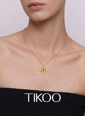 TIKOO菱形拉丝宝石项链女新款轻奢高级原创设计颈链复古锁骨链
