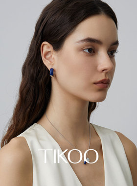 TIKOO珐琅克莱因蓝奶昔白耳环