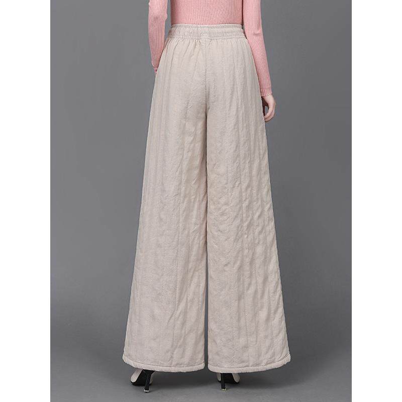 高端棉麻松紧腰系带棉裤美拉德冬款新款高档加厚保暖休闲直筒裤子,淘宝优惠券,粉丝福利购,淘宝优惠卷