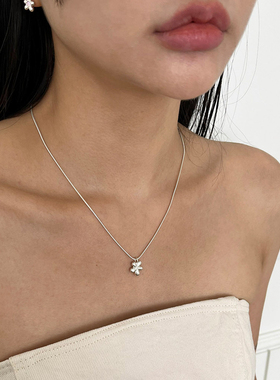 YAXN小众极简925银蛇骨链梅花项链项链女高级冷淡风气质毛衣链女