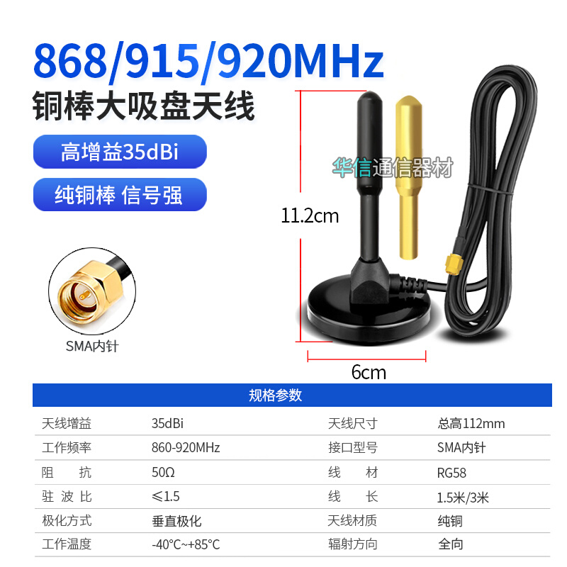 868MHZ 915MHZ 无线网卡高增益全向大吸盘信号增强基站天线接收器 - 图0