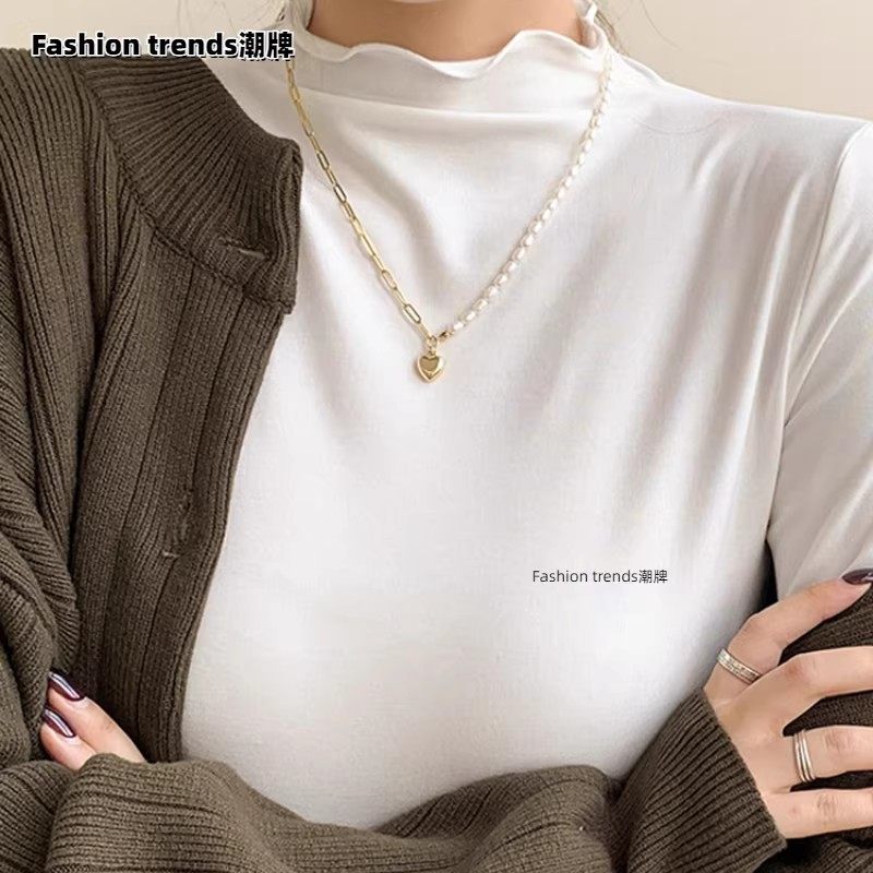 仅此一天！高级感百搭春秋半高领打底衫女