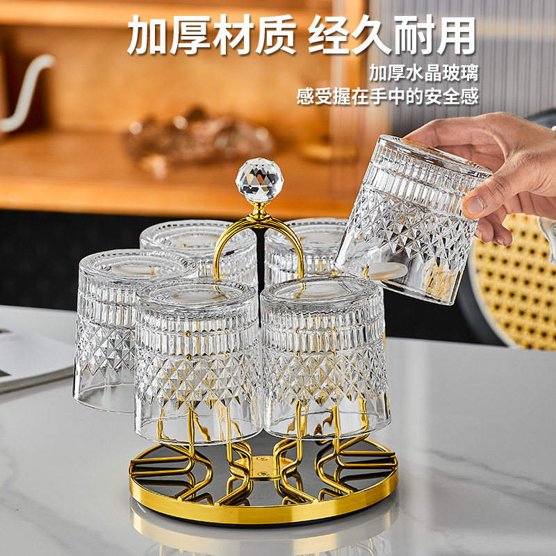 欧式圆形镜面托盘杯架套装多功能放杯子收纳杯子摆件,淘宝优惠券,粉丝福利购,淘宝优惠卷