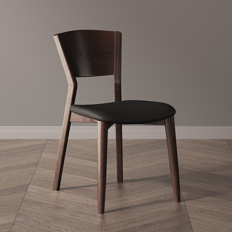 北欧实木餐椅家用小户型新款深胡桃极简现代舒适休闲软包靠背椅子,淘宝优惠券,粉丝福利购,淘宝优惠卷