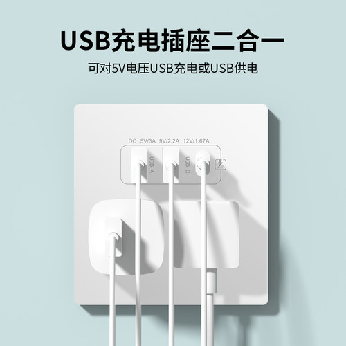 国际电工86型手机充电开关面板20WUSB快充Type-c面板工地36v转5v - 图1